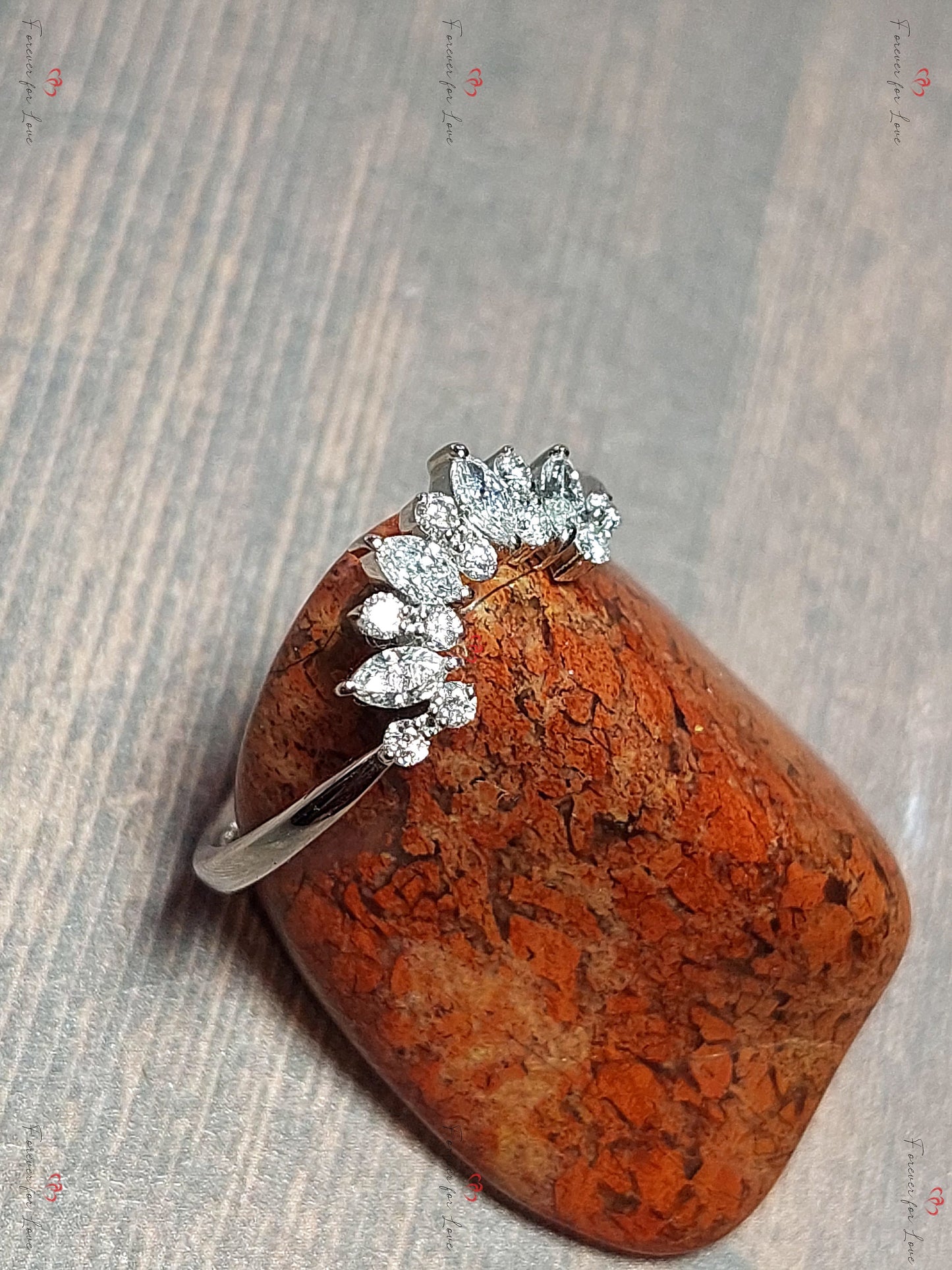 Bague empilable Marquise en diamant naturel Marquise cut Moissanite Taille Brillant engagement ring in Gold or Platinum — custom handcrafted by Forever For Love