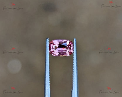 Saphir Padparadscha 0,76 carats, Saphir Padparadscha véritable de Ceylan non chauffé non traité de taille coussin pour elle.