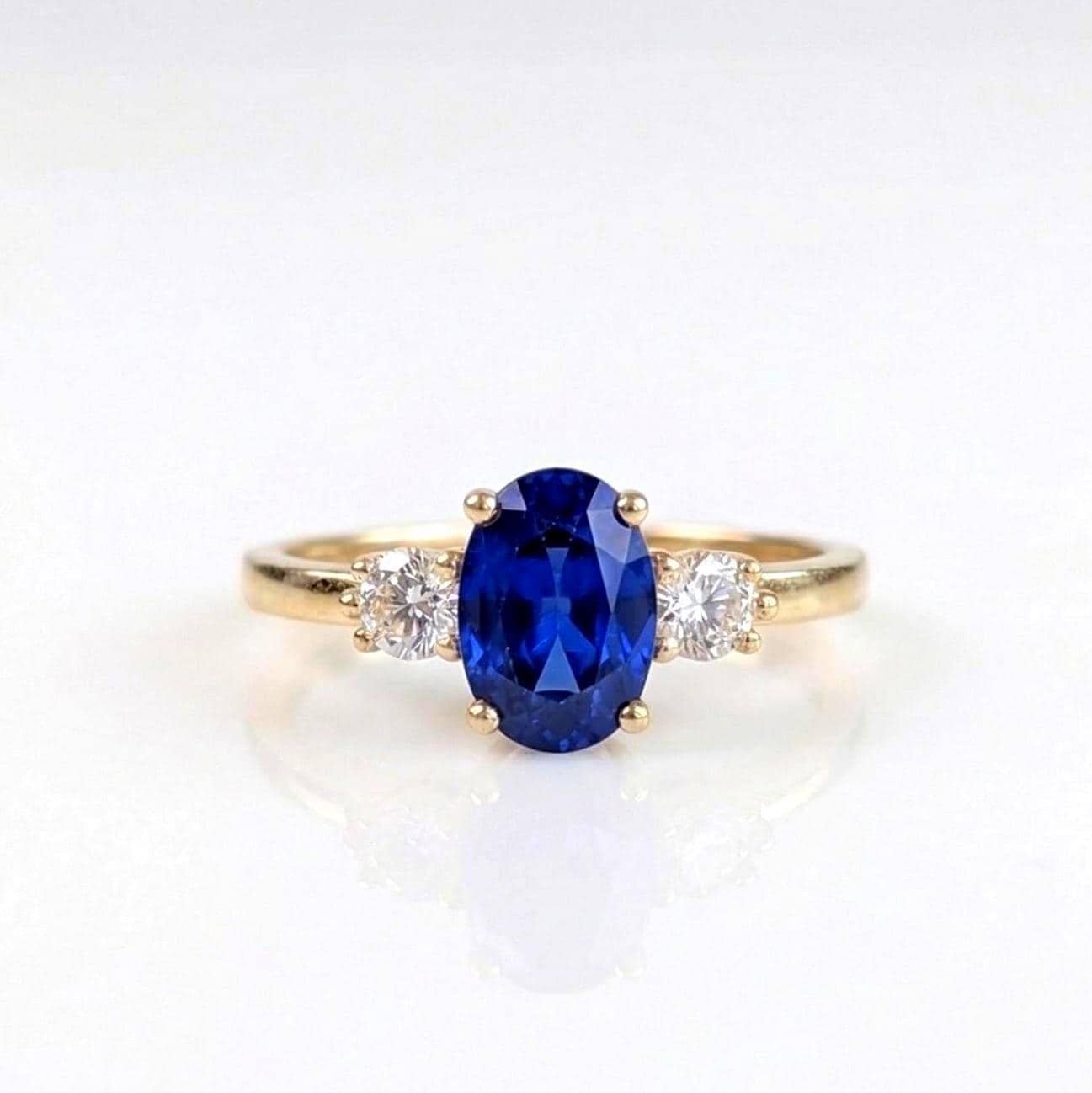 2.3 Ct Oval Blue Diamond, Sapphire Engagement Ring Oval cut 1Ct Natural Sapphire engagement ring in 935 Argentium Silver — custom handcrafted by Forever For Love