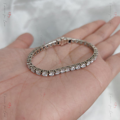 14K White Gold Lab-Created 4-Prong Diamond Elastic Tennis Bracelet 5 CTW E, VS1 birthday gift for Mom