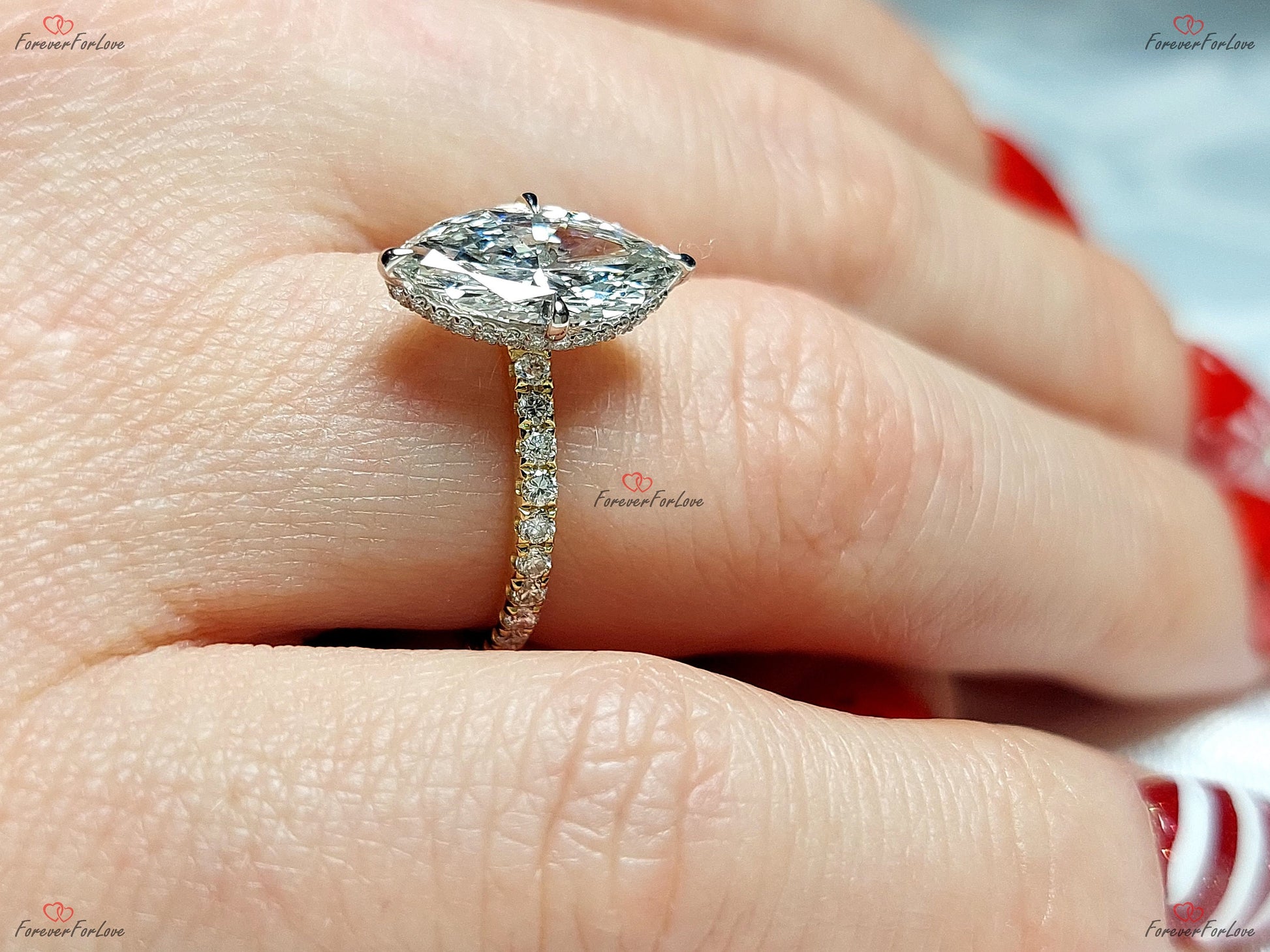 2 Ct IGI Certified Marquise Lab Diamond Engagement Ring