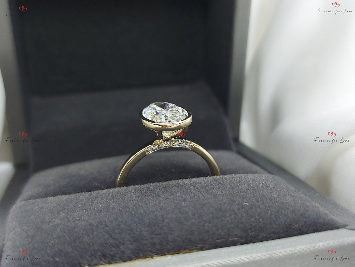 4 Ct Oval Diamond, Moissanite Solitaire Engagement Ring Oval cut 1Ct Moissanite Brilliant Cut engagement ring in 935 Argentium Silver — custom handcrafted by Forever For Love
