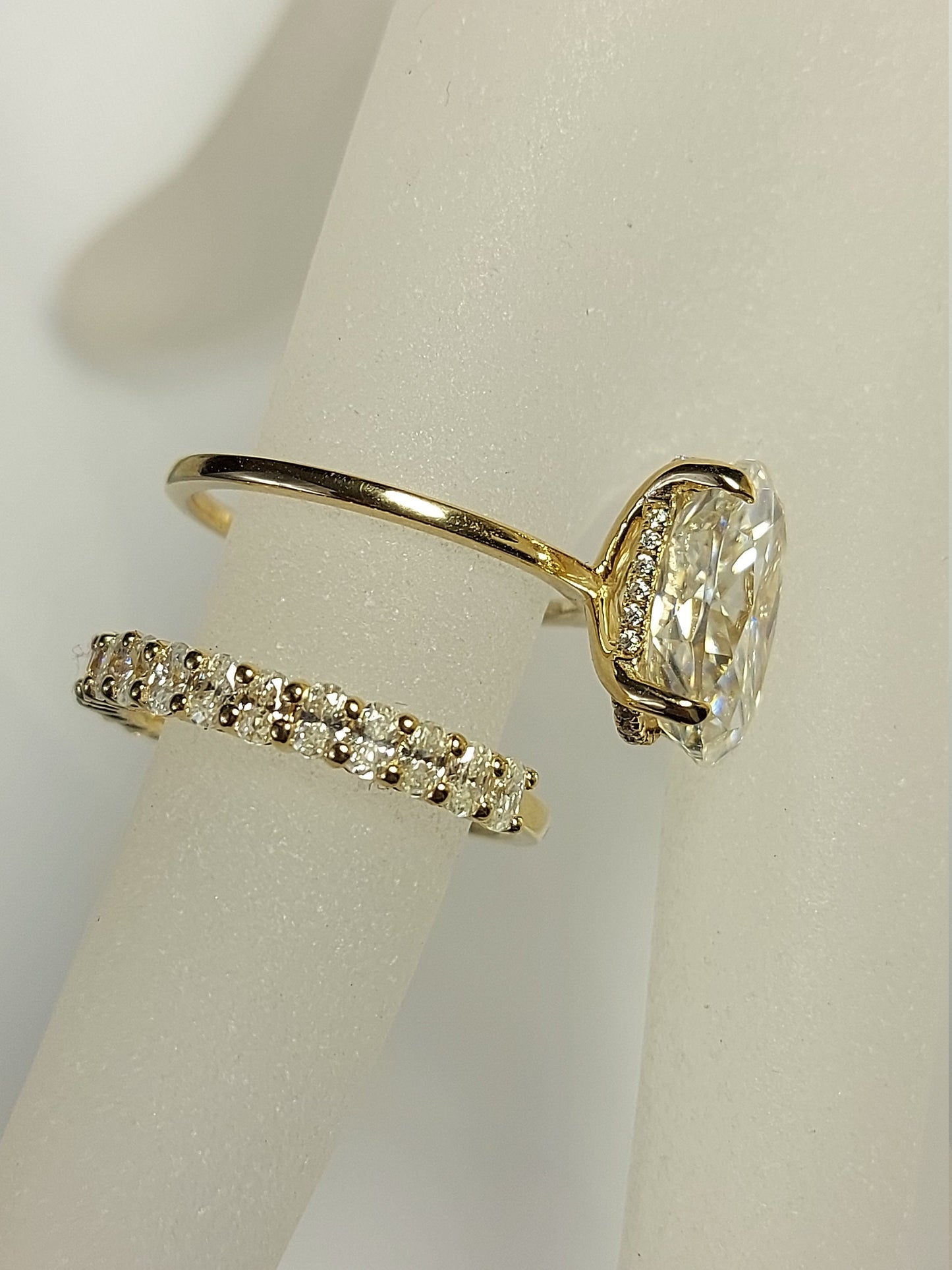 4 Ct Oval Moissanite Eternity Band Oval cut Moissanite Brilliant Cut engagement ring in 935 Argentium Silver — custom handcrafted by Forever For Love
