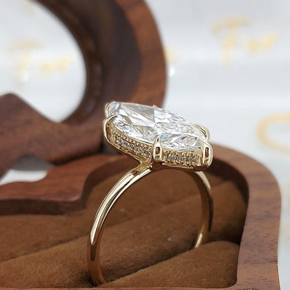 4.1 Ct IGI Certified Marquise Lab Diamond Hidden Halo Engagement Ring