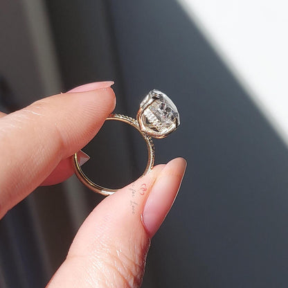 Oval Moissanite Hidden Halo Engagement Ring