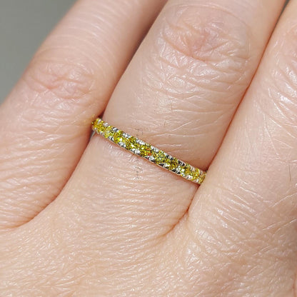Round Yellow Diamond Half Eternity Band