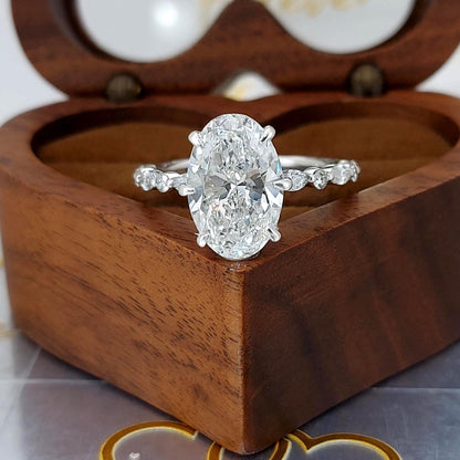 4.5 Ct IGI Certified Oval Lab Diamond Hidden Halo Engagement Ring