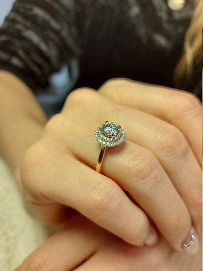 Round Moissanite Halo Engagement Ring