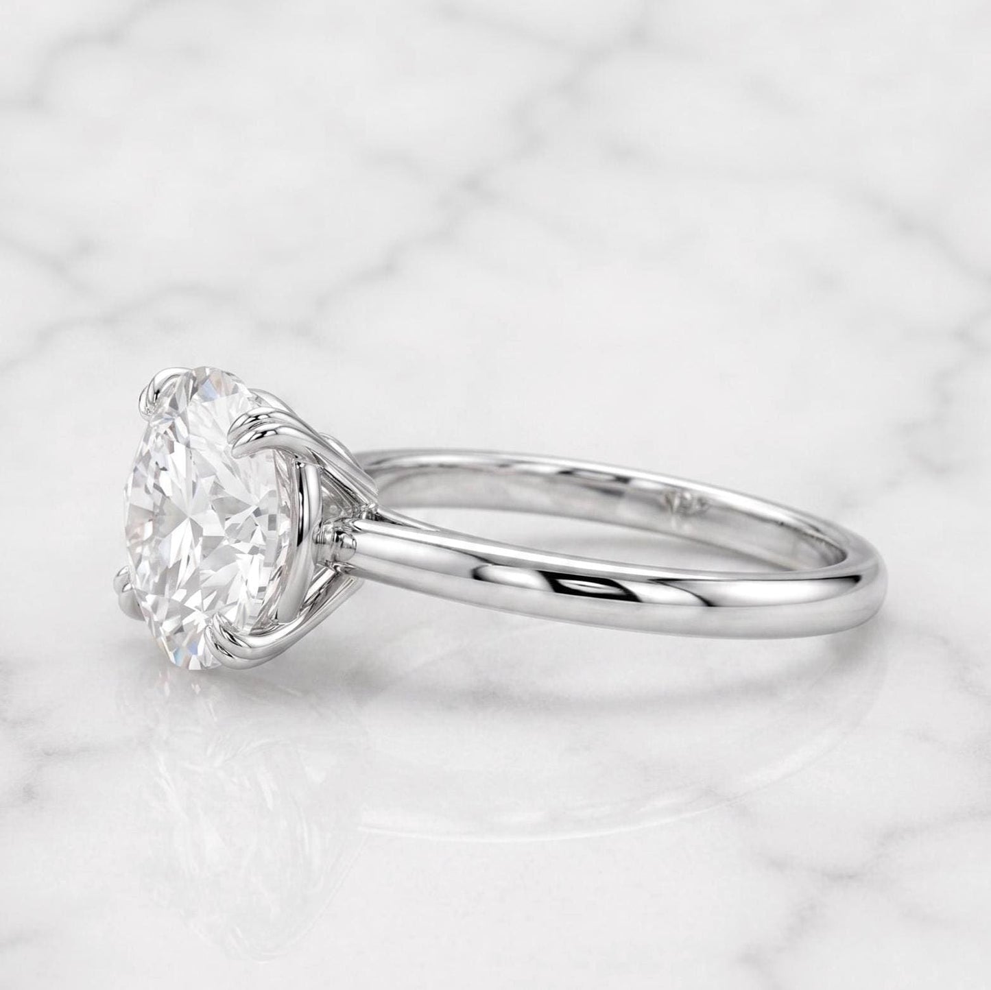 4 Ct IGI Certified Round Lab Diamond Solitaire Ring Round cut 1Ct Moissanite Brilliant Cut engagement ring in 935 Argentium Silver — custom handcrafted by Forever For Love