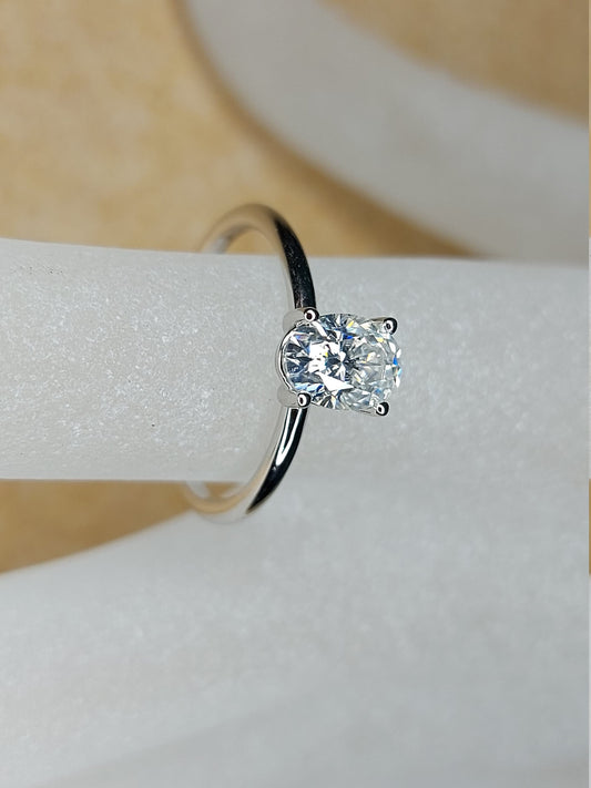 1 Ct Oval Diamond, Moissanite Engagement Ring