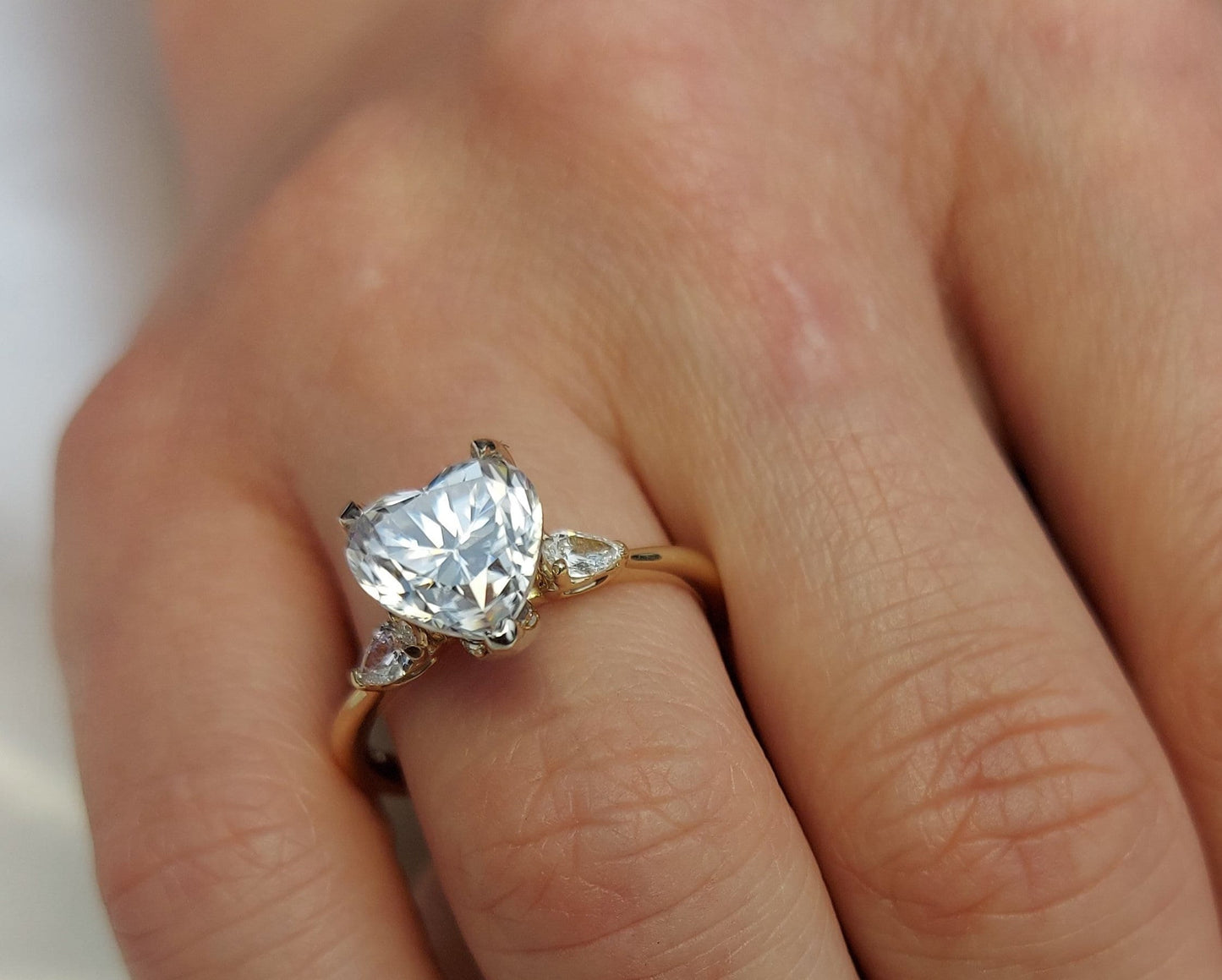 2.5 Ct Pear Diamond, Moissanite Engagement Ring Pear cut 1Ct Moissanite Brilliant Cut engagement ring in 935 Argentium Silver — custom handcrafted by Forever For Love
