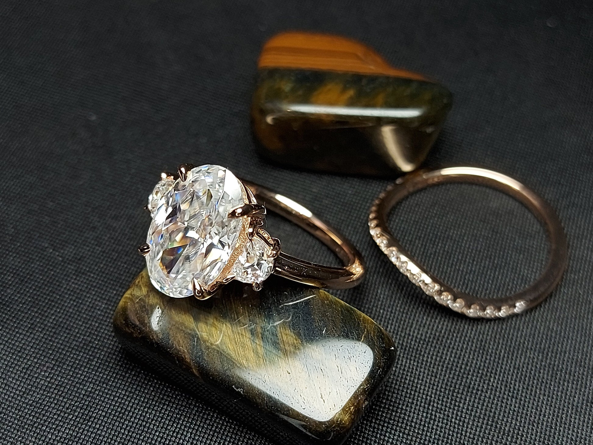 4.6 Ct Oval Moissanite Three Stone Engagement Ring