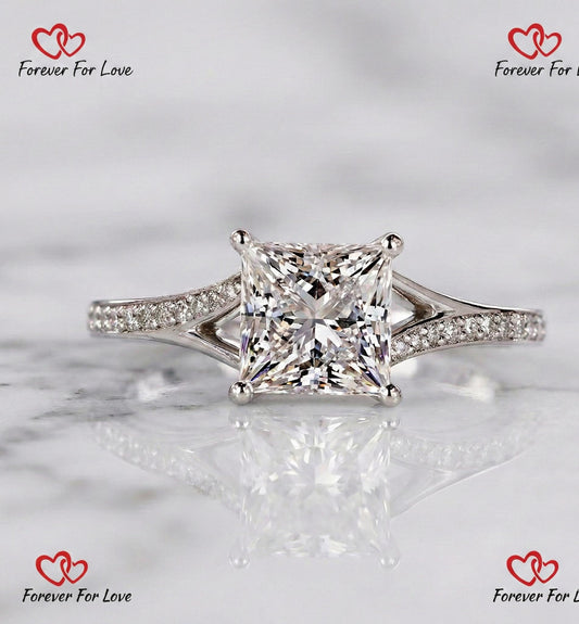 3.1 Ct IGI Certified Princess Lab Diamond Engagement Ring