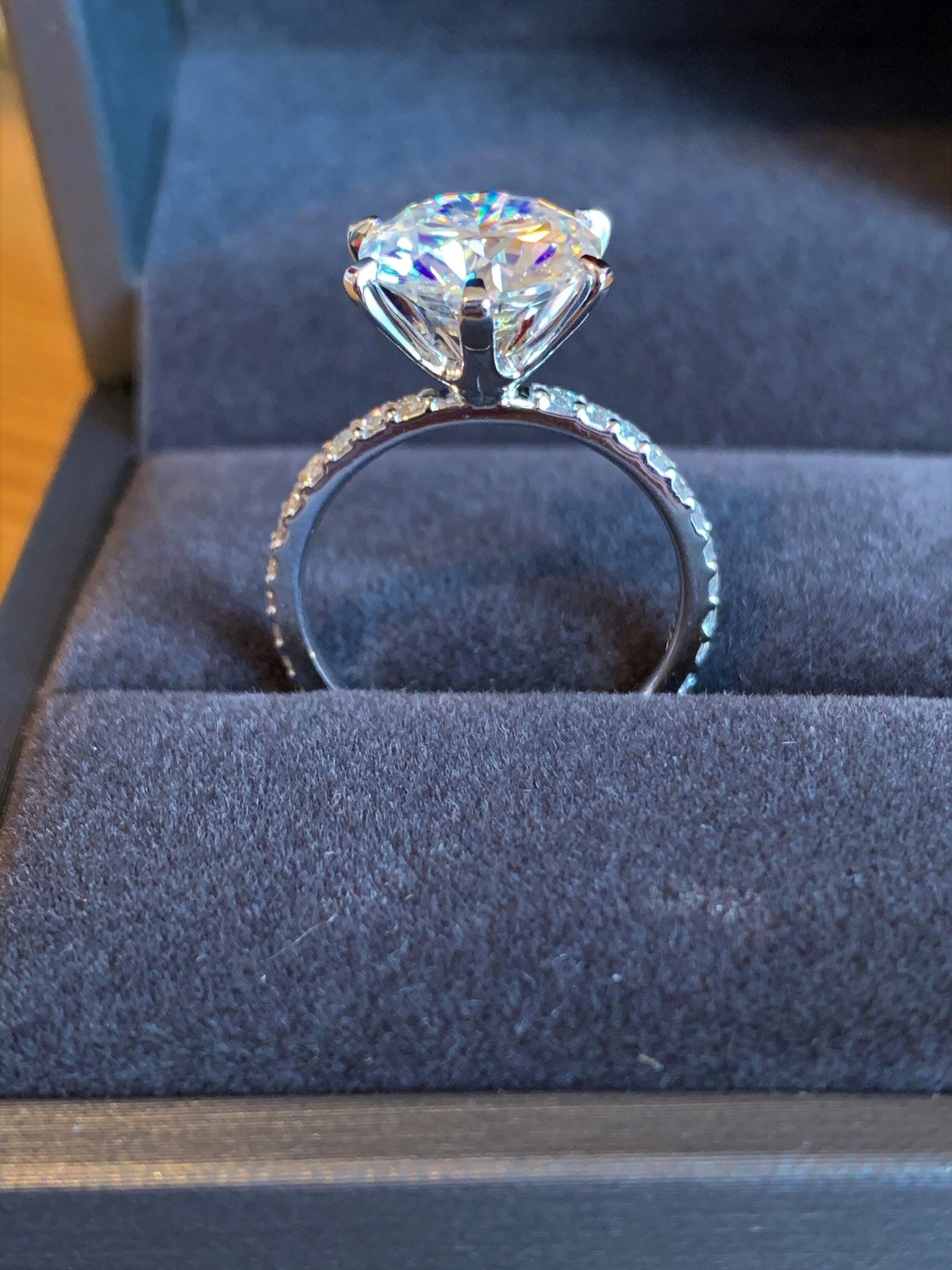 4 Ct Round Natural Diamond, Moissanite Engagement Ring