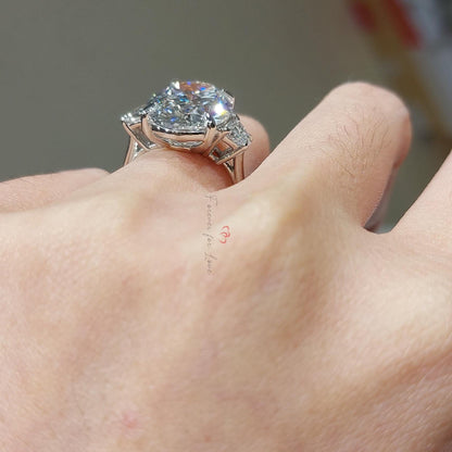 12 Ct Oval Diamond Three Stone Engagement Ring
