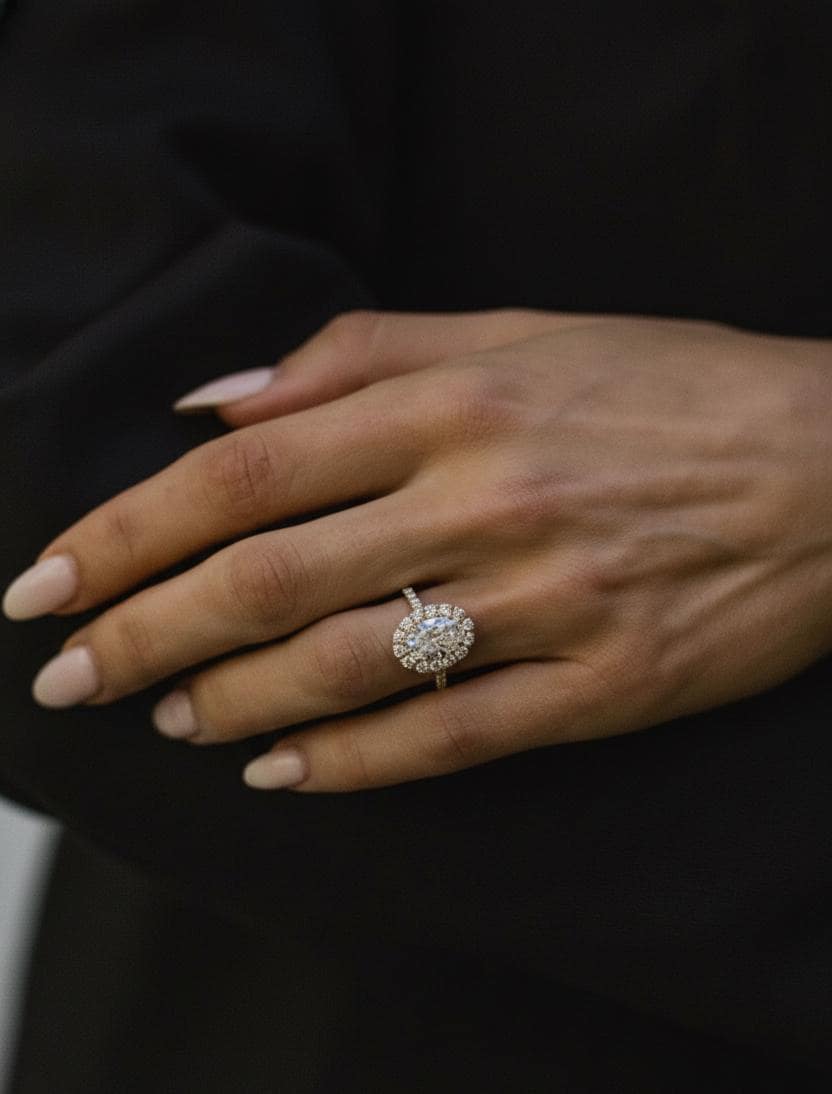 3.5 Karat IGI-zertifizierter ovaler Labor-Diamant-Solitärring Oval cut Moissanite engagement ring in 935er Argentium Silber — custom handcrafted by Forever For Love