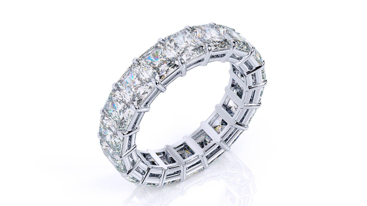 4.0 Ct Radiant Moissanite Wedding Band