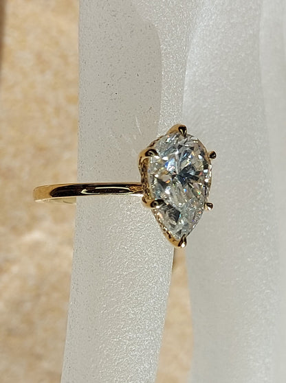 4 Ct Pear Diamond, Moissanite Hidden Halo Engagement Ring