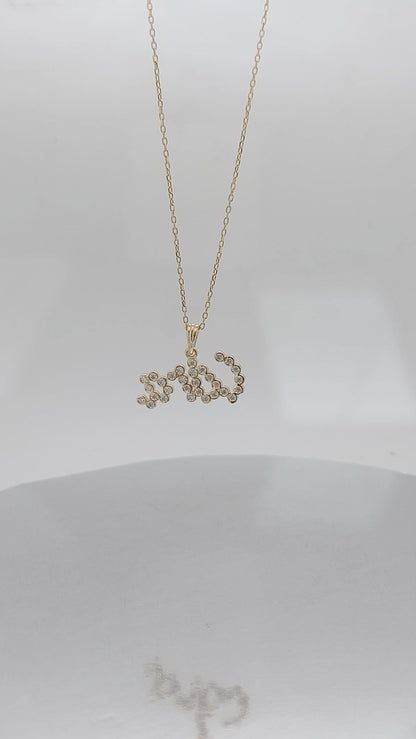 14K Massivgold Halskette, Labor-Diamant mit Lünettenfassung, Gold, Silber, Roségold, Personalisiertes Geschenk für sie