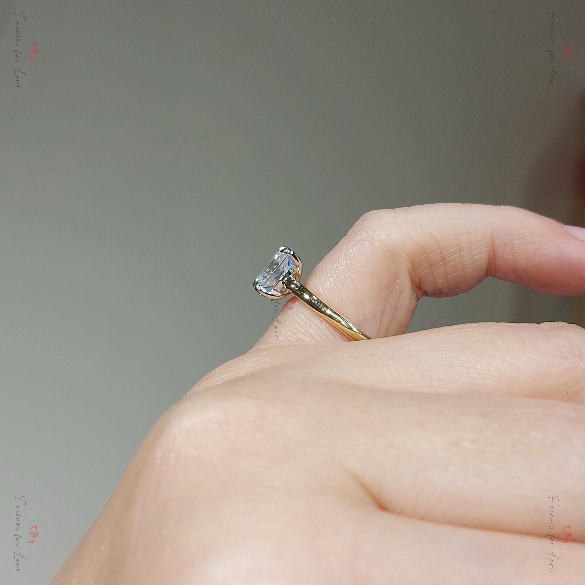1.5 Ct Radiant Diamond, Moissanite Solitaire Engagement Ring