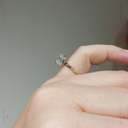 1.5 Ct Radiant Diamond, Moissanite Solitaire Engagement Ring