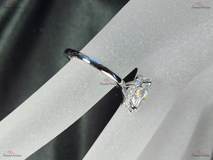 3.5 Ct Oval Moissanite Hidden Halo Engagement Ring