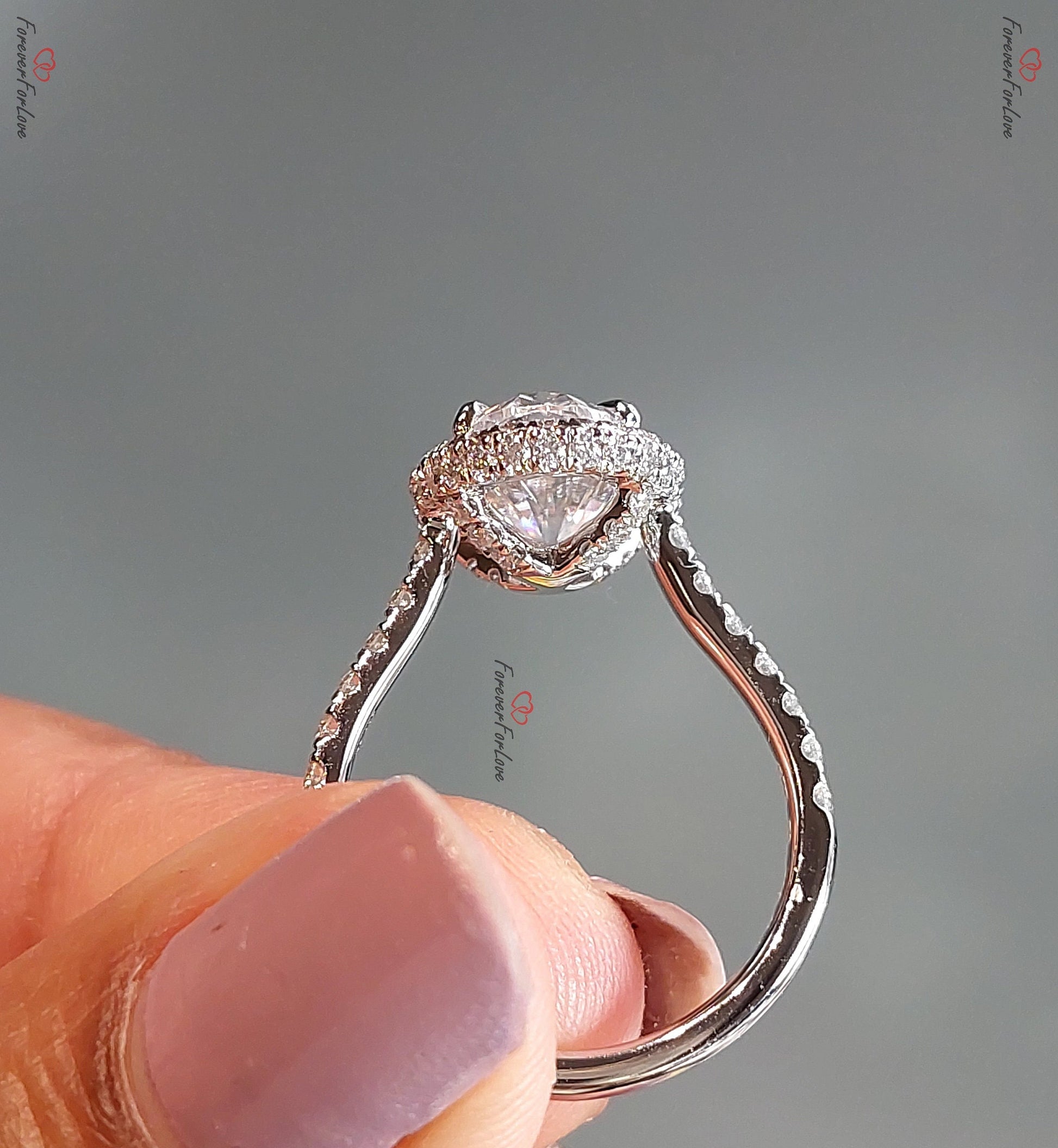 2 Ct Oval Diamond, Moissanite Halo Engagement Ring
