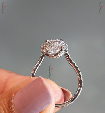 2 Ct Oval Diamond, Moissanite Halo Engagement Ring