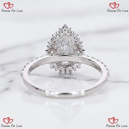 2 Ct IGI Certified Pear Lab Diamond Halo Engagement Ring