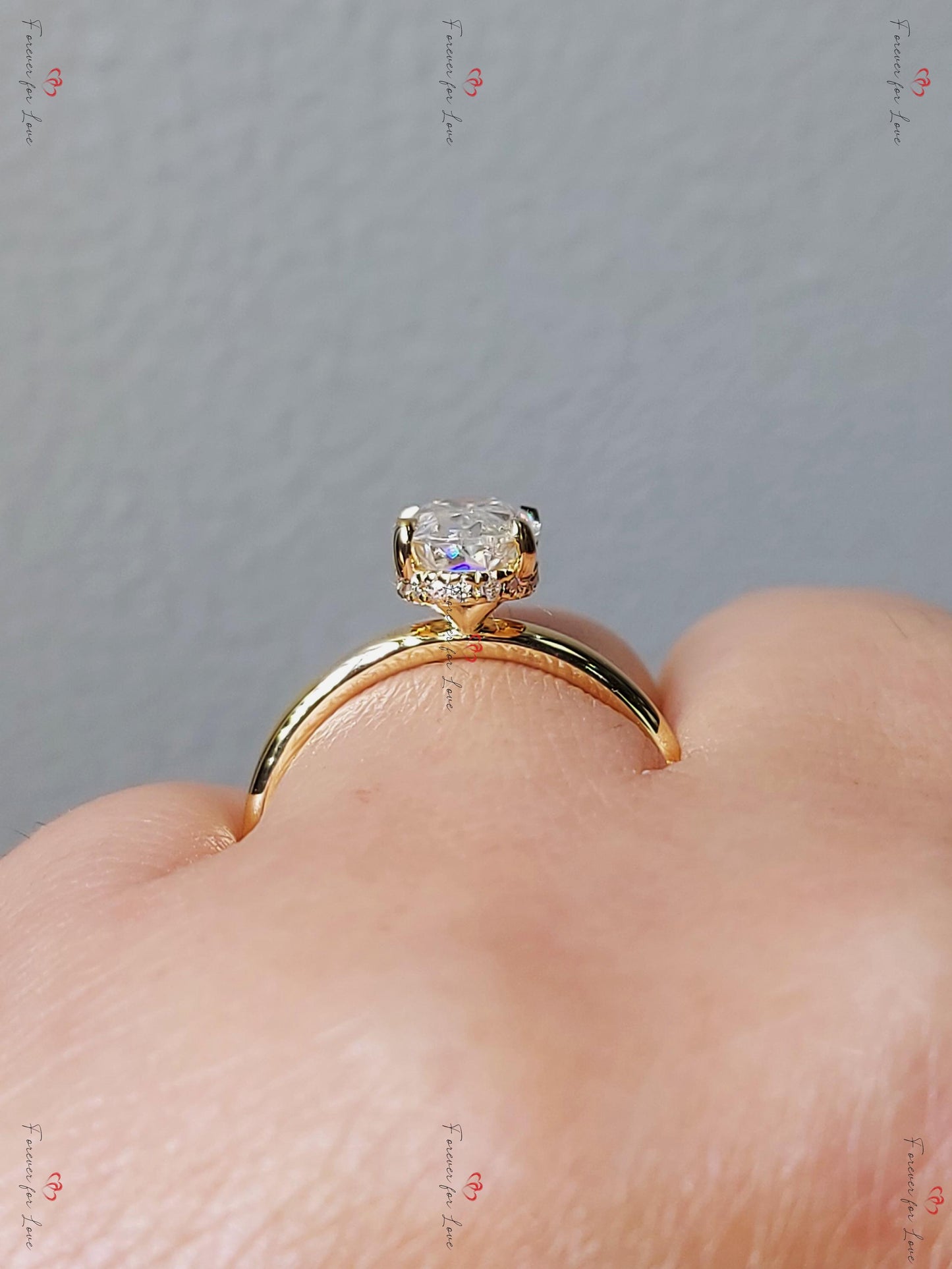 2 Ct Oval Moissanite Elongated Engagement Ring Oval cut 1Ct Moissanite Brilliant Cut engagement ring in 935 Argentium Silver — custom handcrafted by Forever For Love