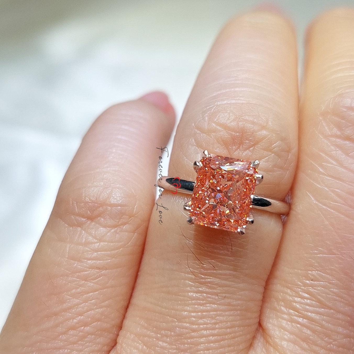 3 Ct Cushion Pink Lab Diamond Engagement Ring