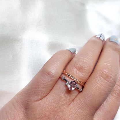 1 Ct Oval Natural Diamond, Morganite Engagement Ring