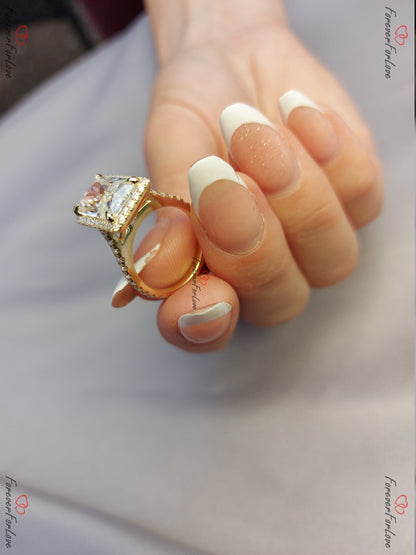 Radiant Moissanite Halo Engagement Ring