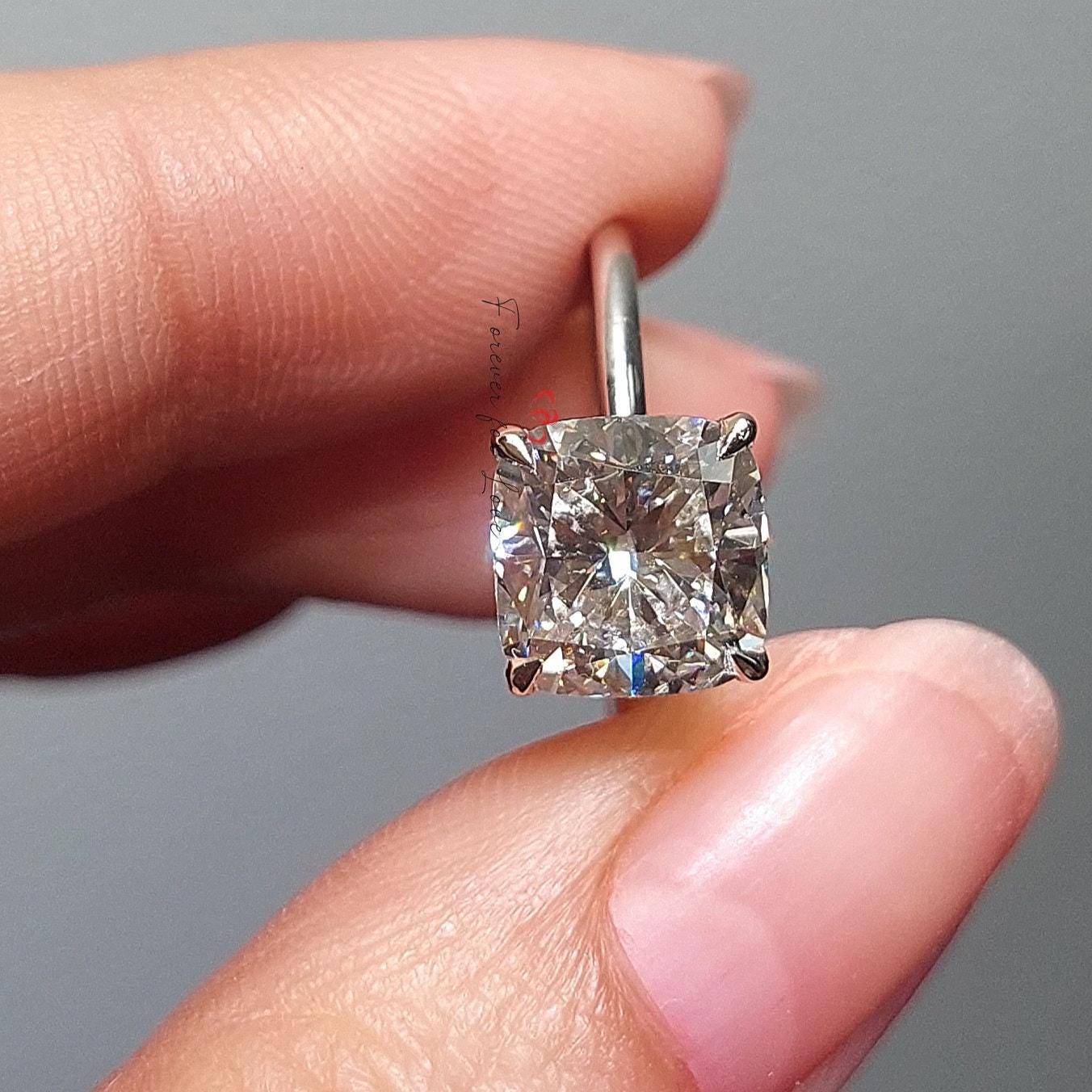 3 Ct IGI Certified Cushion Lab Diamond Hidden Halo Engagement Ring
