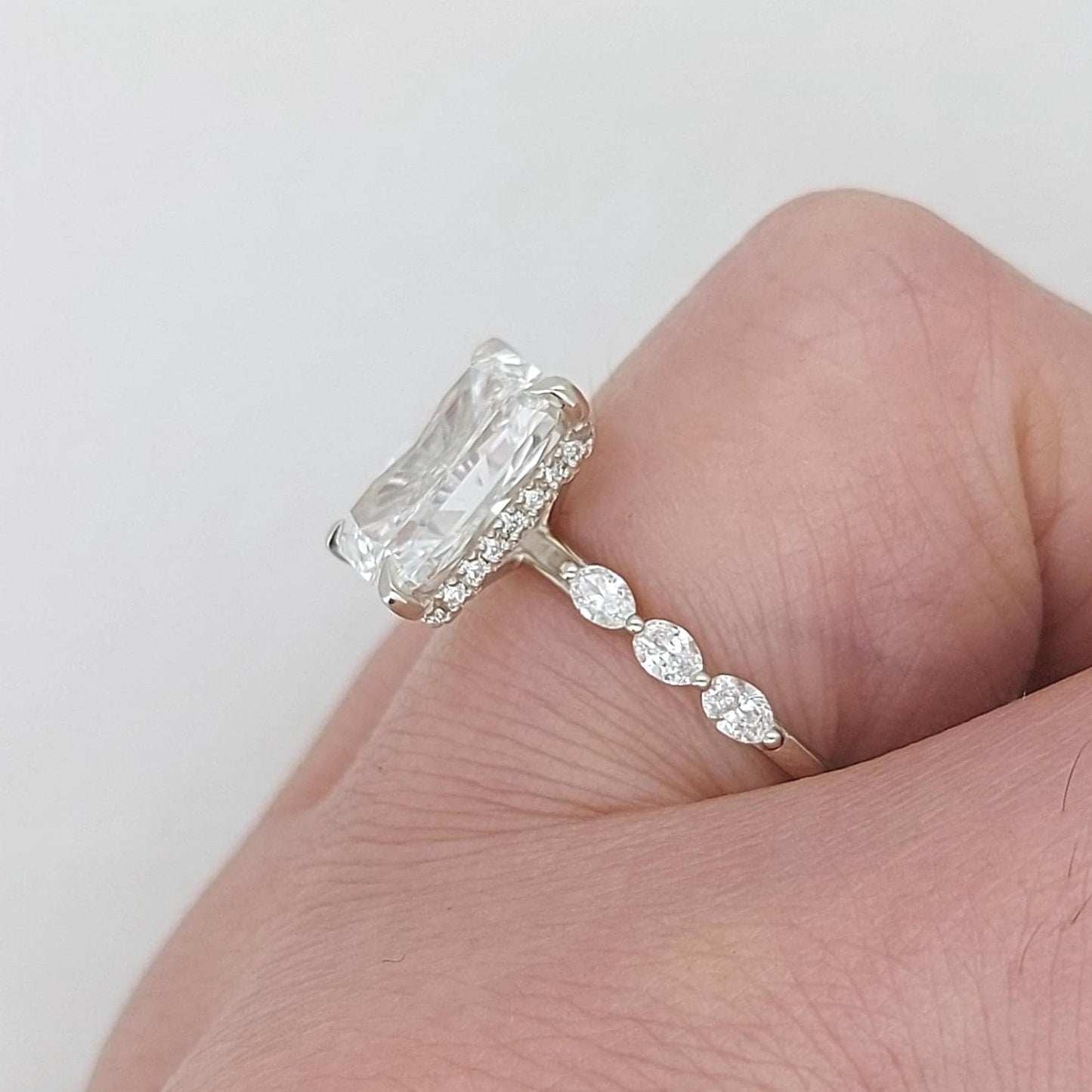 3.5 Ct IGI Certified Radiant Lab Diamond Solitaire Engagement Ring Radiant cut 1Ct Moissanite Brilliant Cut engagement ring in 935 Argentium Silver — custom handcrafted by Forever For Love