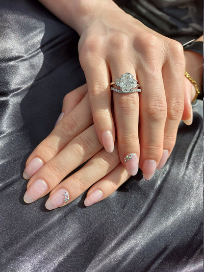 4.6 Ct Oval Moissanite Three Stone Engagement Ring