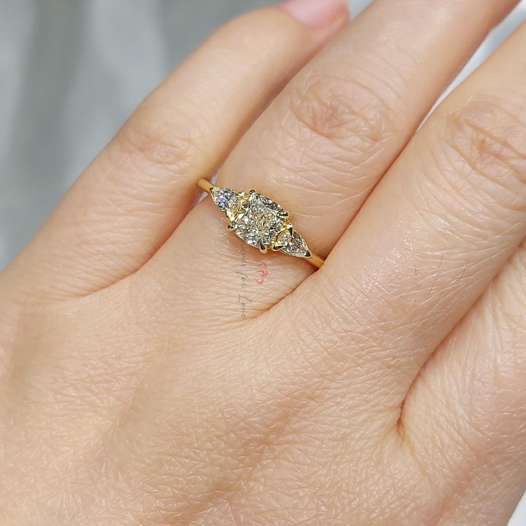 1.5 Ct IGI Certified Cushion Lab Diamond Three Stone Engagement Ring