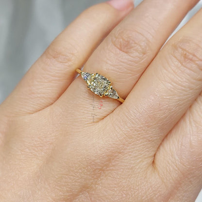 1.5 Ct IGI Certified Cushion Lab Diamond Three Stone Engagement Ring