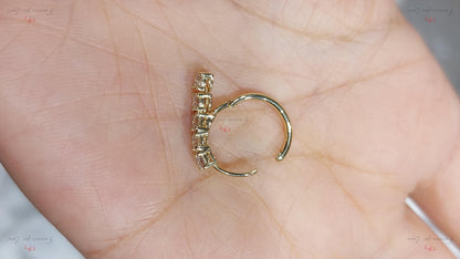 14k Gold- und Diamant-Creolen, 3mm Diamant-Huggies, baumelnde Diamanten, echte Diamanten, 14k Rosé-, Weiß-, Gelbgold Ohrringe Paar.