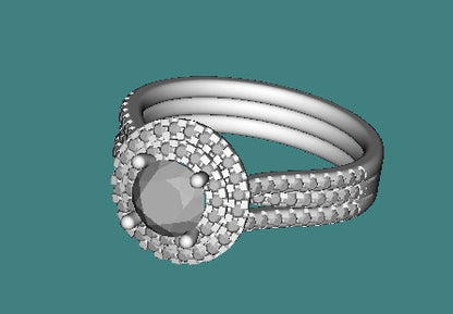 1 Ct GIA Certified Round Diamond Halo Engagement Ring