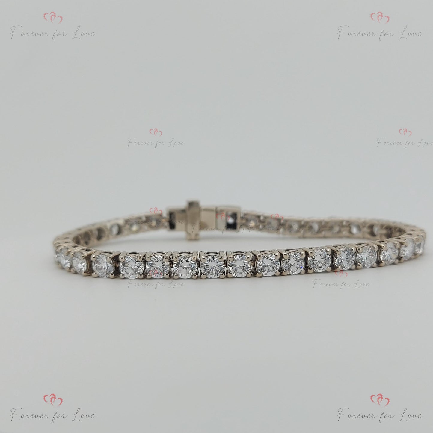 14K White Gold Lab-Created 4-Prong Diamond Elastic Tennis Bracelet 5 CTW E, VS1 birthday gift for Mom Moissanite engagement ring in Gold or Platinum — custom handcrafted by Forever For Love