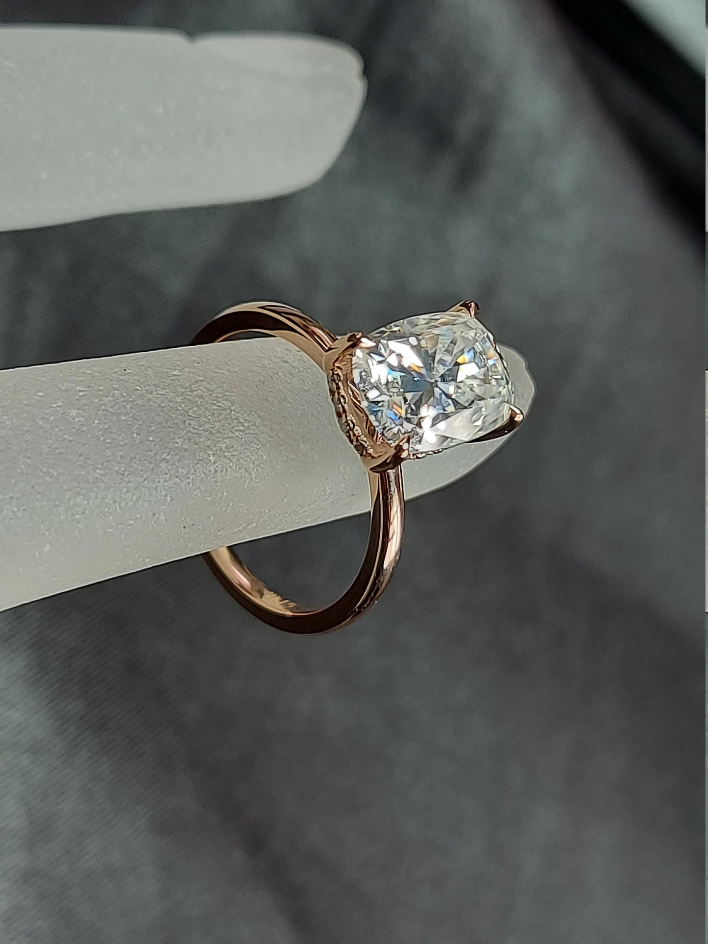 Cushion Moissanite Solitaire Engagement Ring Cushion cut 1Ct Moissanite Brilliant Cut engagement ring in 935 Argentium Silver — custom handcrafted by Forever For Love