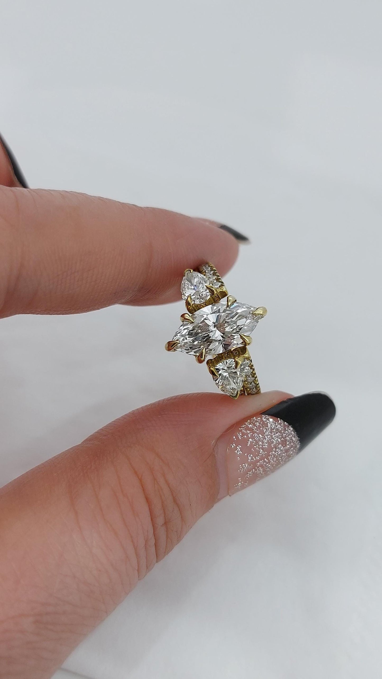 1.5 Ct Marquise Lab Diamond Vintage Engagement Ring Marquise cut Moissanite Brilliant Cut engagement ring in 935 Argentium Silver — custom handcrafted by Forever For Love