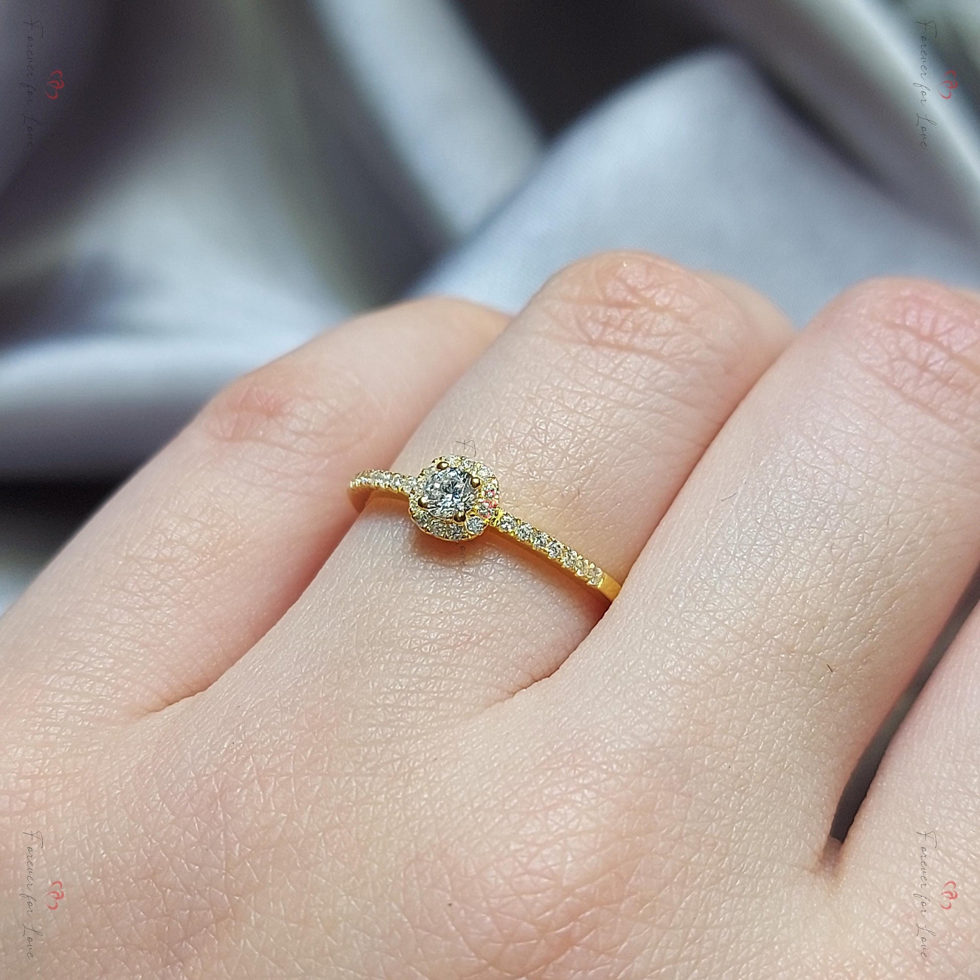 Round Natural Diamond Halo Engagement Ring