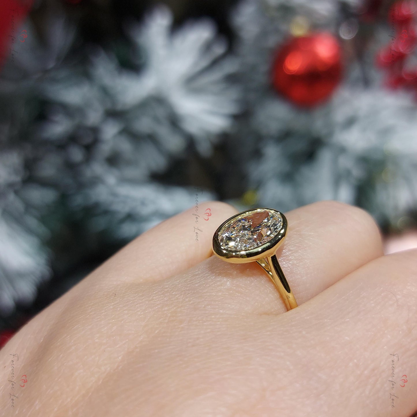 2 Ct Oval Lab Diamond Bezel Solitaire Ring Oval cut 1Ct Moissanite Brilliant Cut engagement ring in 935 Argentium Silver — custom handcrafted by Forever For Love