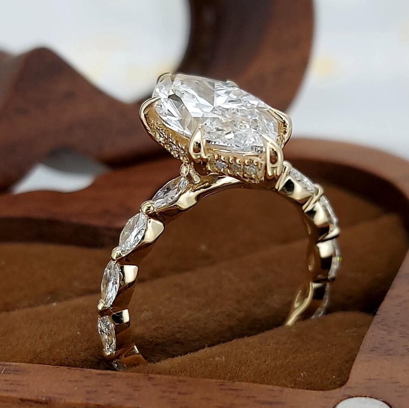 3.6 Ct IGI Certified Marquise Lab Diamond Solitaire Engagement Ring Marquise cut 1Ct Moissanite Brilliant Cut engagement ring in 935 Argentium Silver — custom handcrafted by Forever For Love