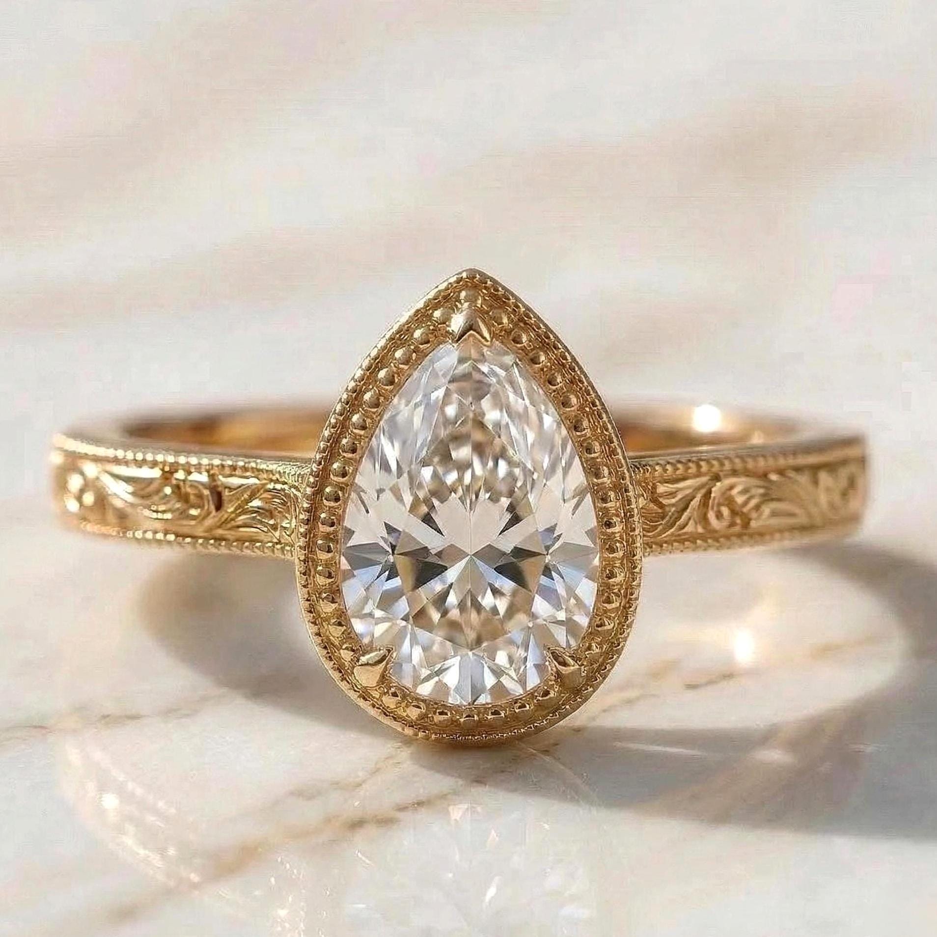 2 Ct IGI Certified Pear Lab Diamond Band