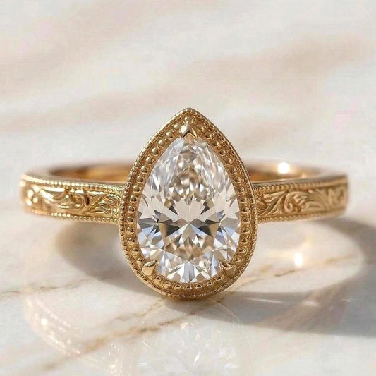 2 Ct IGI Certified Pear Lab Diamond Band