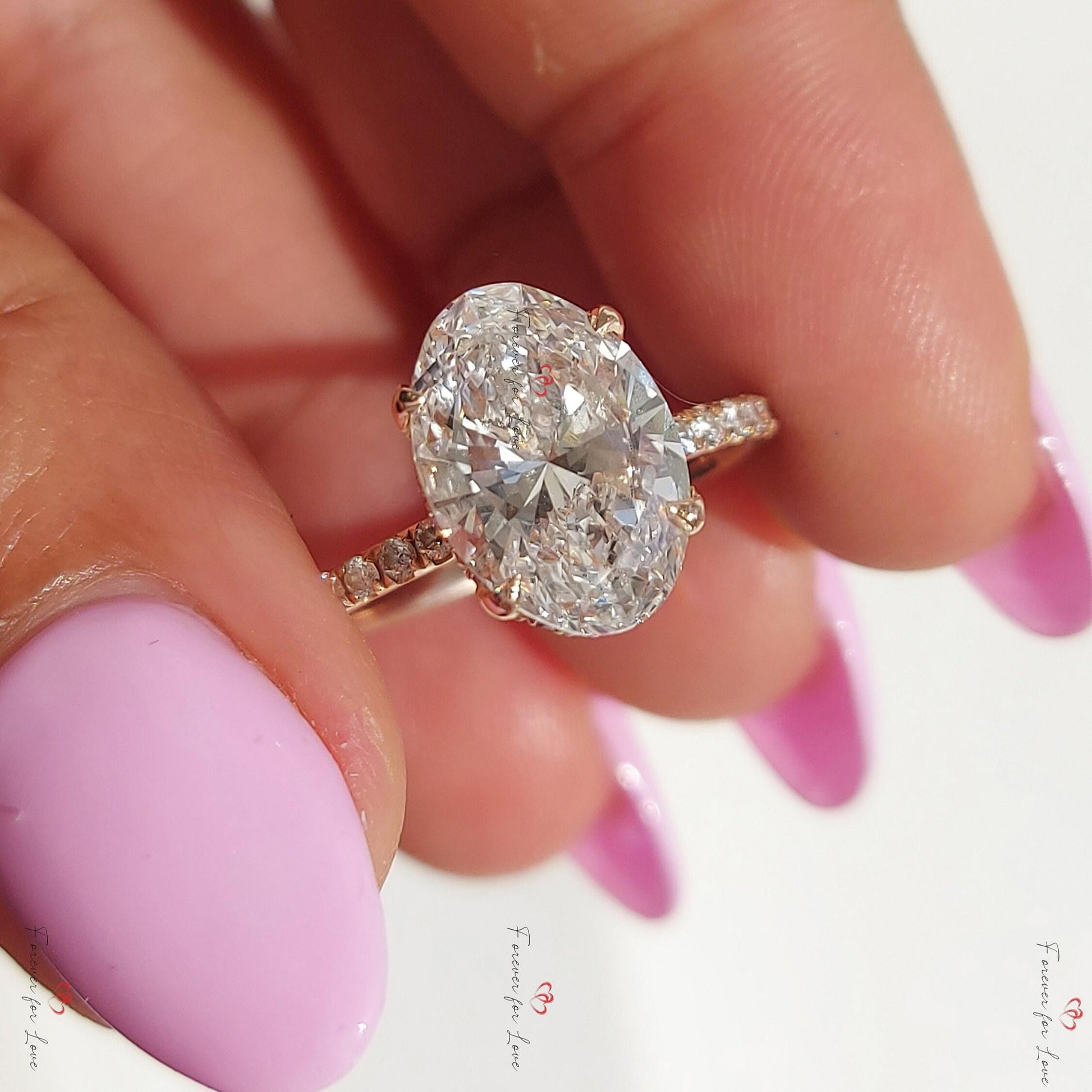 3 Ct Oval Lab Diamond Engagement Ring