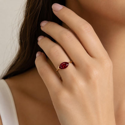 1.5 Ct Marquise Ruby Engagement Ring